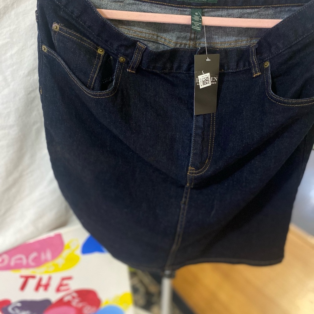 Ralph Lauren Denim SkirtClassic Dark Wash Indigo Size 16